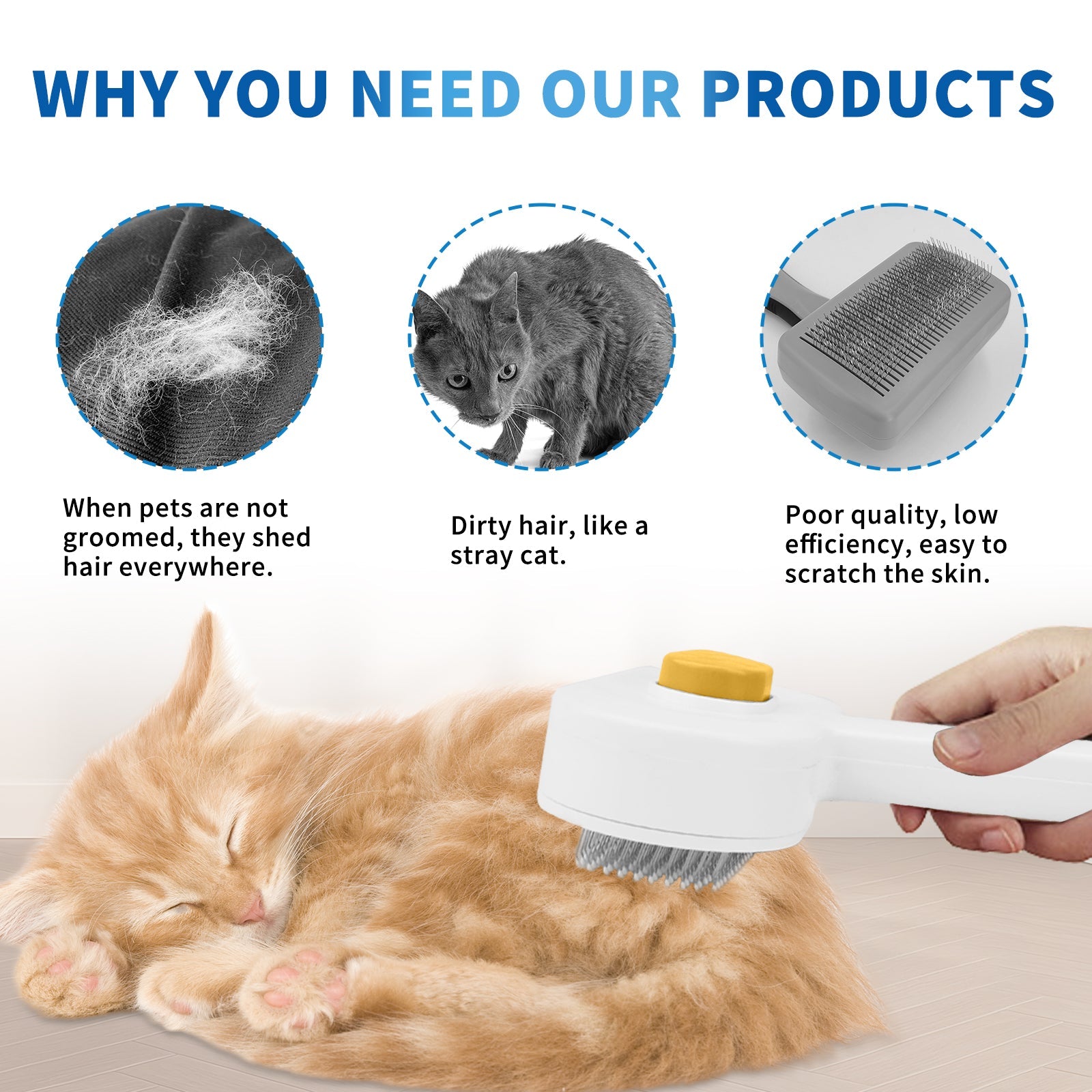 KFX-2437181 Universal Pet Hair Removal Comb for Gentle Detangling and Care of Your Pet's Coat