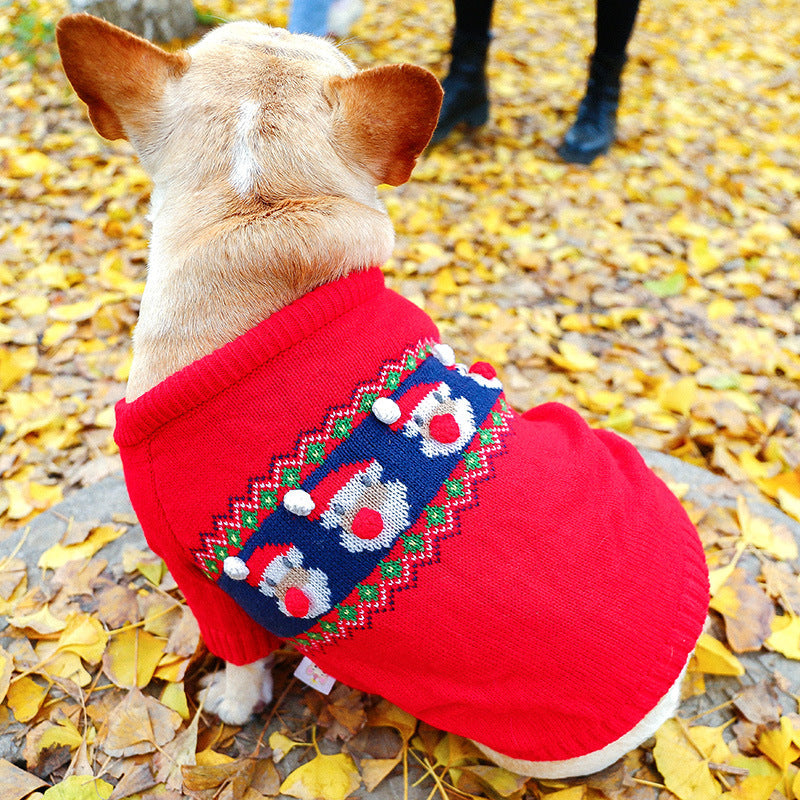 KFX-2439357 Acrylic Dog Sweater in Elk and Santa Claus Designs - Available in Small, Medium, Large