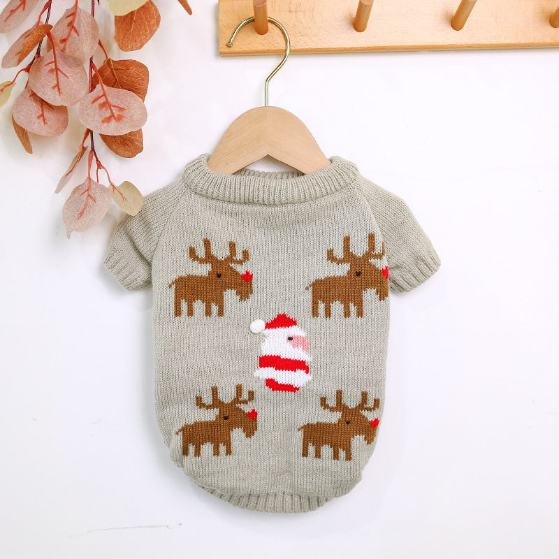 KFX-2439357 Acrylic Dog Sweater in Elk and Santa Claus Designs - Available in Small, Medium, Large