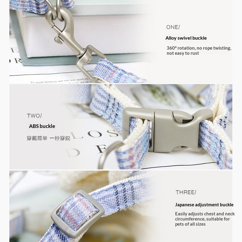 KFX-2440637 Plaid Dog Leash Vest with Fleece Lining and Snack Bag, Multiple Colors Available