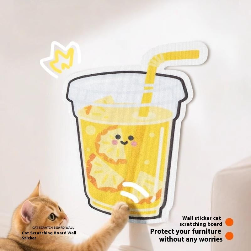 KFX-2442173 Vertical Cat Scratch Board with Cartoon Fruit Designs, Soft Felt Material - 45×60cm