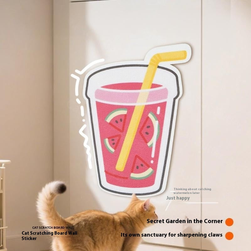 KFX-2442173 Vertical Cat Scratch Board with Cartoon Fruit Designs, Soft Felt Material - 45×60cm