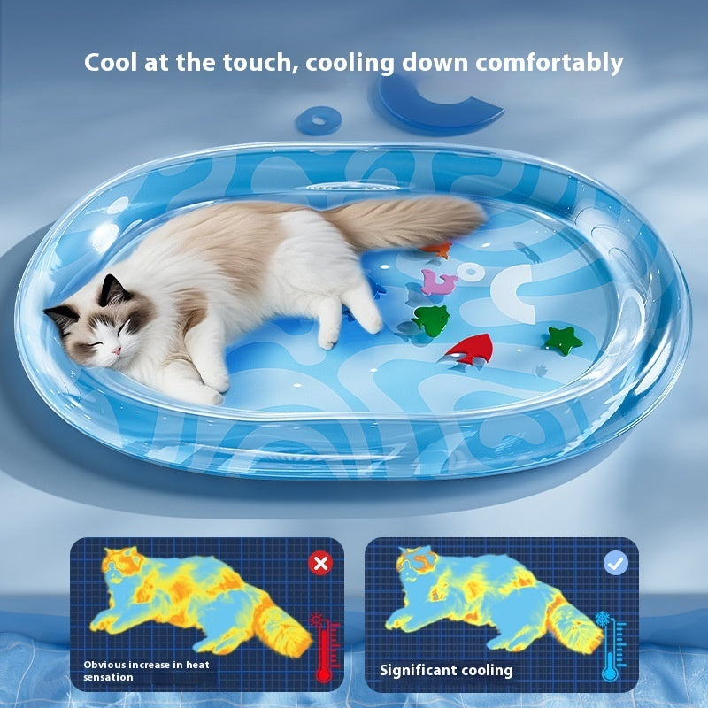 KFX-2443197 Large Inflatable Cat Water Cushion Pet Bed with Ice Pad and Inflator