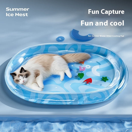 KFX-2443197 Large Inflatable Cat Water Cushion Pet Bed with Ice Pad and Inflator