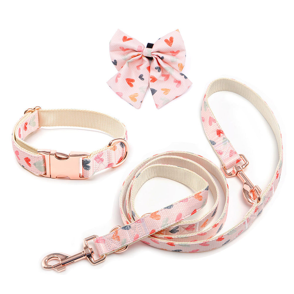 KFX-2443325 Valentine's Day Themed Dog Walking Suit with Collar, Bow, and Leash - Various Styles Available