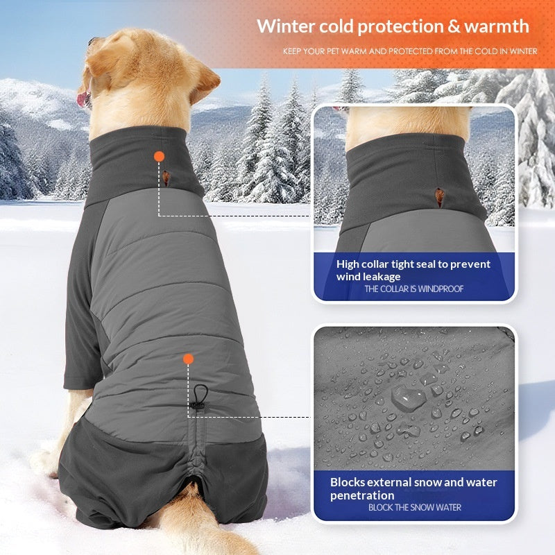 KFX-2445885 Thickened Four-Legged Hoodie for Large Dogs in Red or Gray - Soft German Polar Fleece