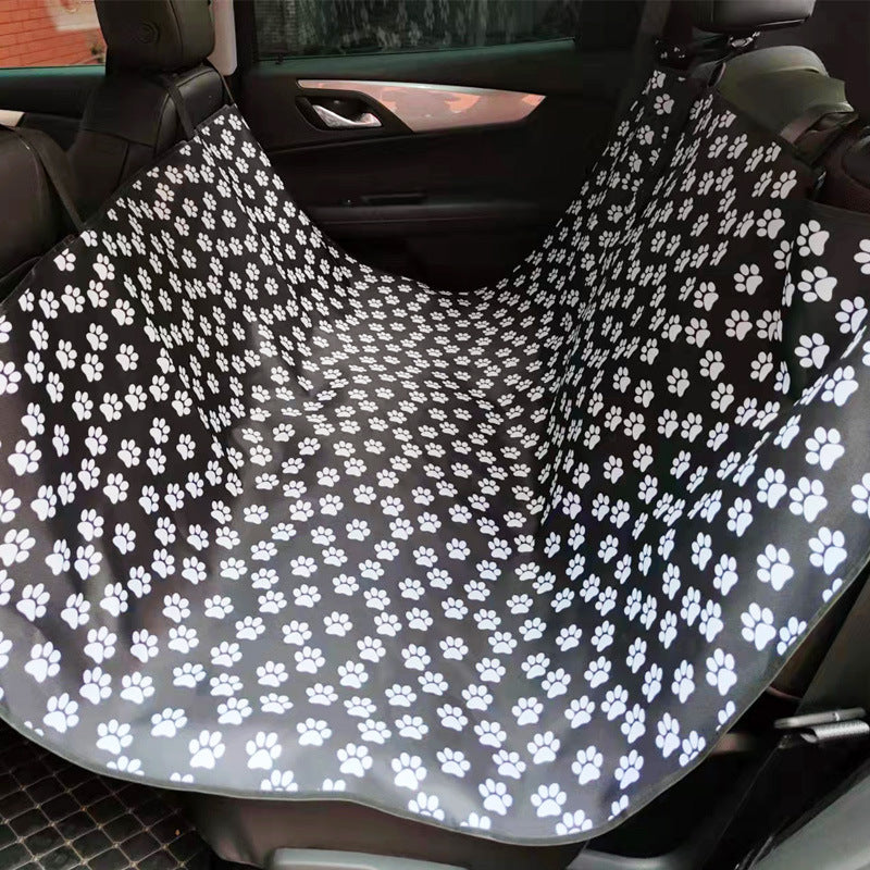 KFX-2446141 Multifunctional Waterproof Pet Car Seat Cushion - Detachable, Available in Red, Black, Blue, and Footprints Design
