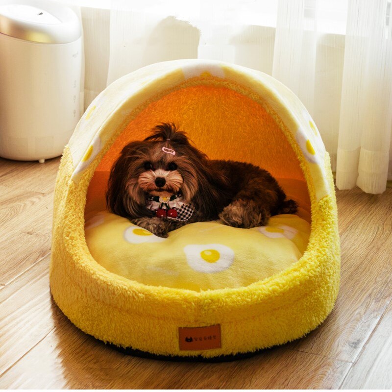 KFX-2451133 Cozy House-Shaped Pet Bed with Removable Cushion - Crystal Velvet, Sizes S, M, L