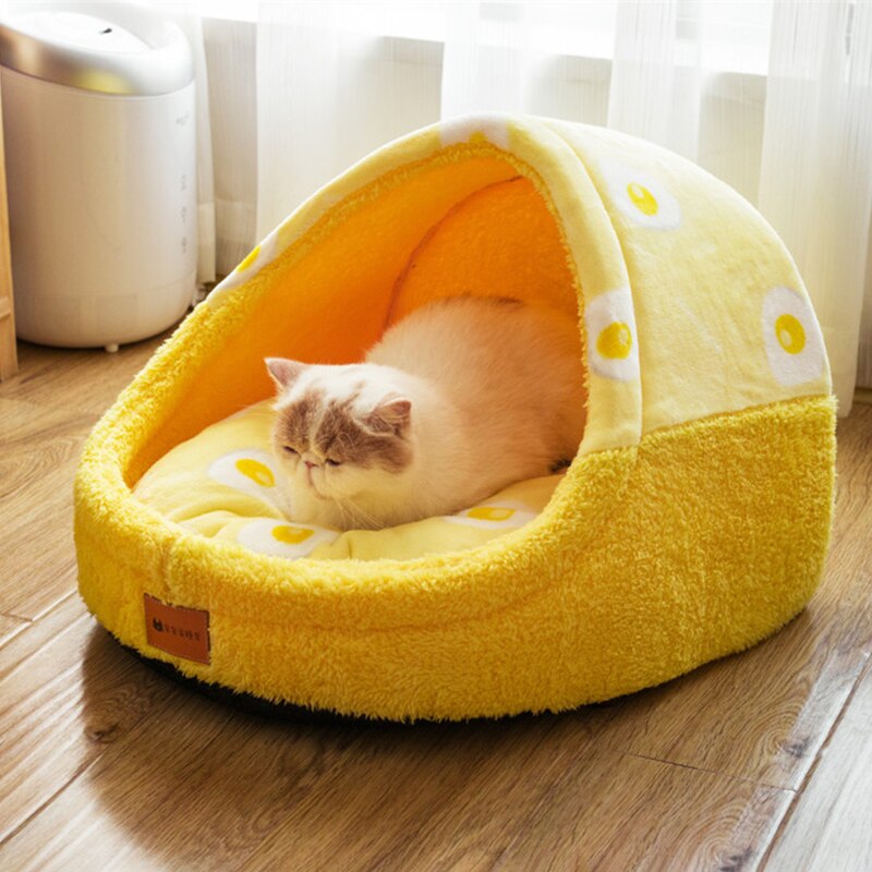 KFX-2451133 Cozy House-Shaped Pet Bed with Removable Cushion - Crystal Velvet, Sizes S, M, L