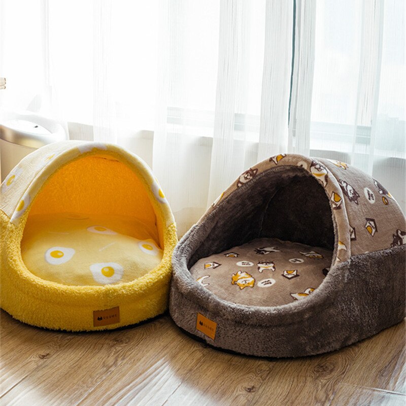 KFX-2451133 Cozy House-Shaped Pet Bed with Removable Cushion - Crystal Velvet, Sizes S, M, L