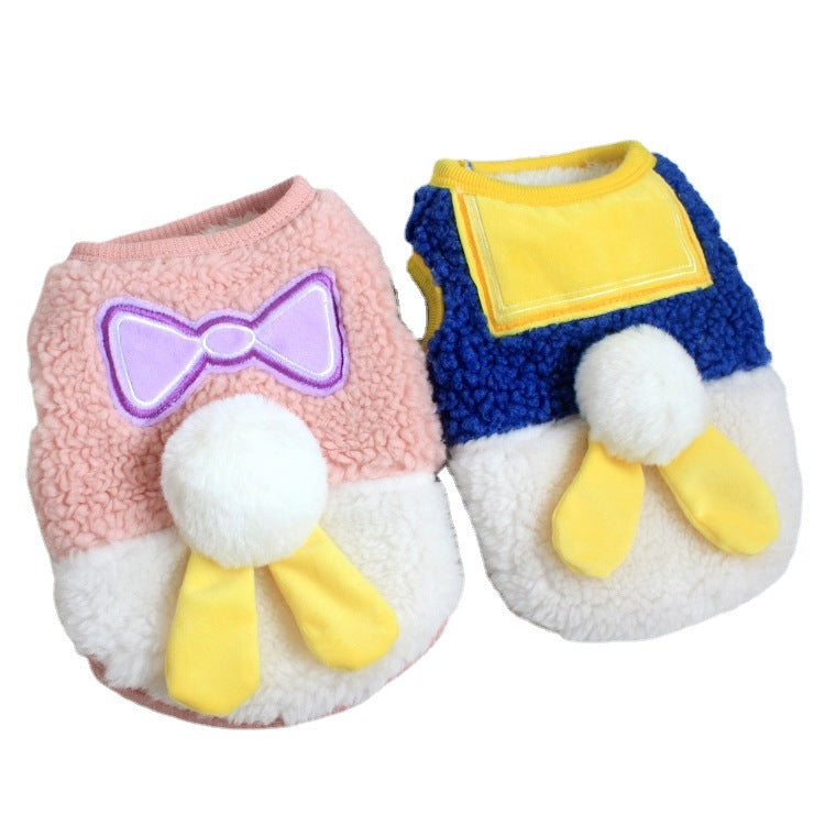 KFX-2453437 Contrasting Color Double Layer Fleece Pet Vest for Dogs - Pink White & Blue White