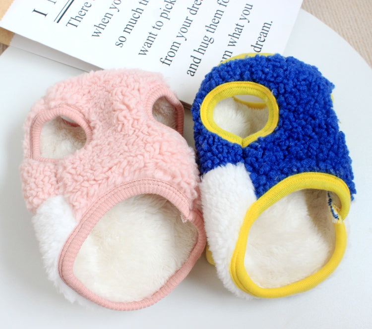 KFX-2453437 Contrasting Color Double Layer Fleece Pet Vest for Dogs - Pink White & Blue White