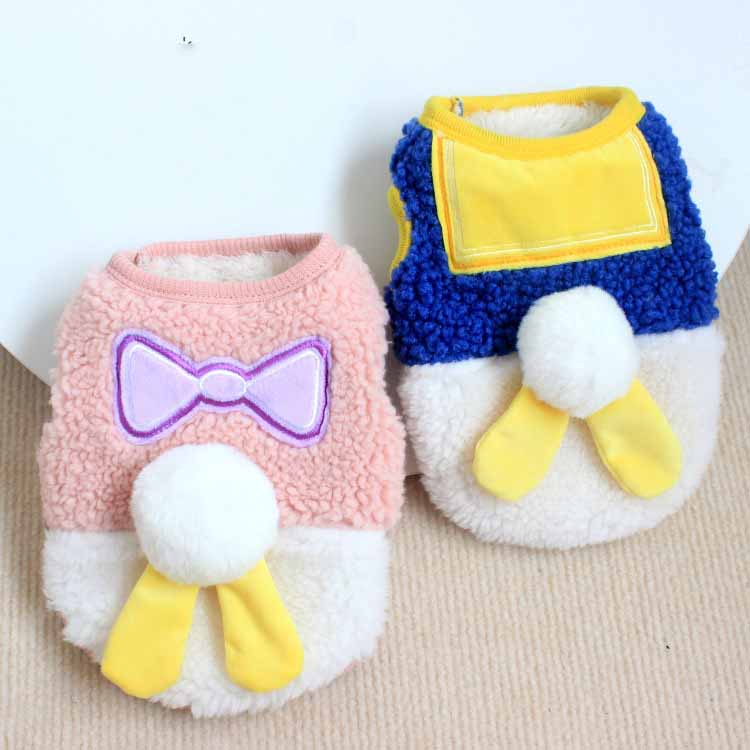 KFX-2453437 Contrasting Color Double Layer Fleece Pet Vest for Dogs - Pink White & Blue White