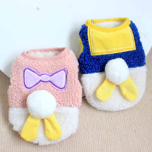 KFX-2453437 Contrasting Color Double Layer Fleece Pet Vest for Dogs - Pink White & Blue White