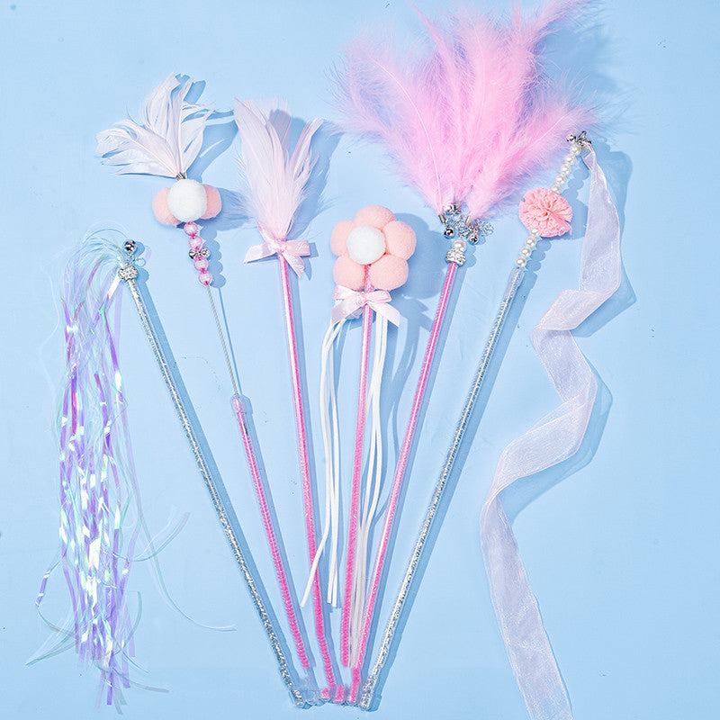 KFX-2453693 Bite Resistant Cat Toy with Bell and Feather - Multiple Color Sets Available