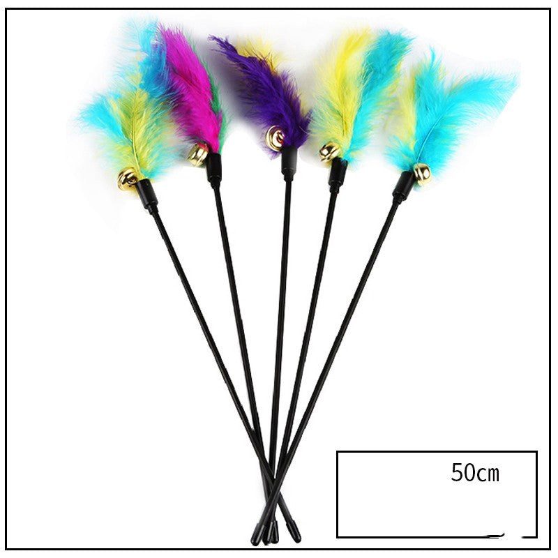 KFX-2453693 Bite Resistant Cat Toy with Bell and Feather - Multiple Color Sets Available