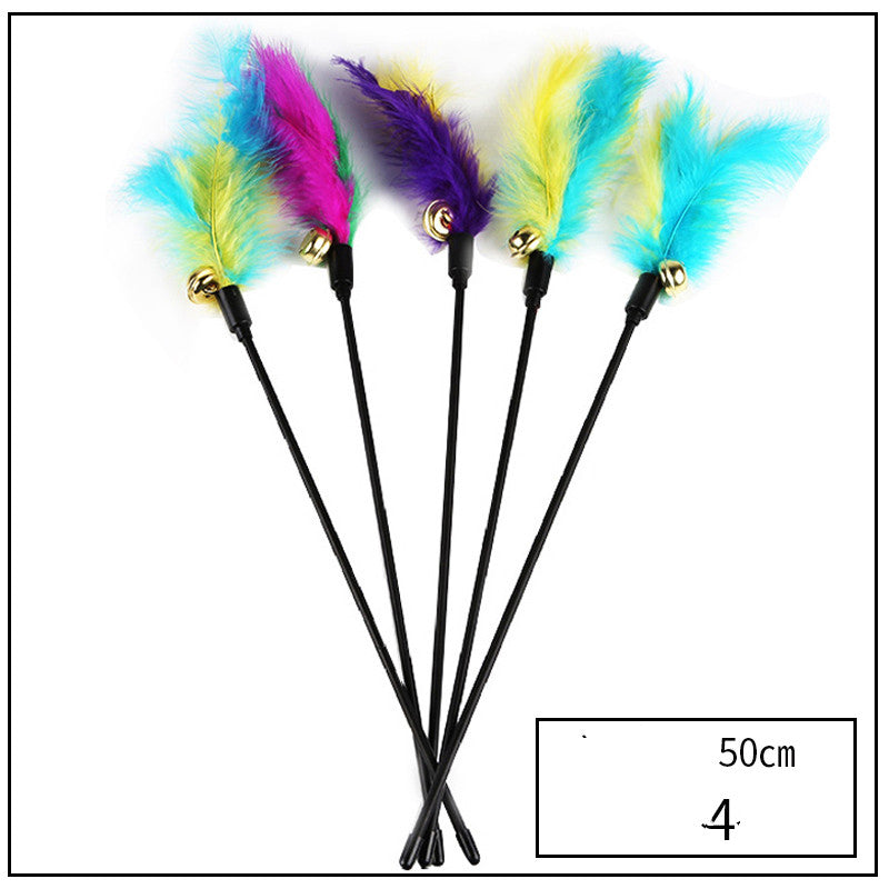 KFX-2453693 Bite Resistant Cat Toy with Bell and Feather - Multiple Color Sets Available