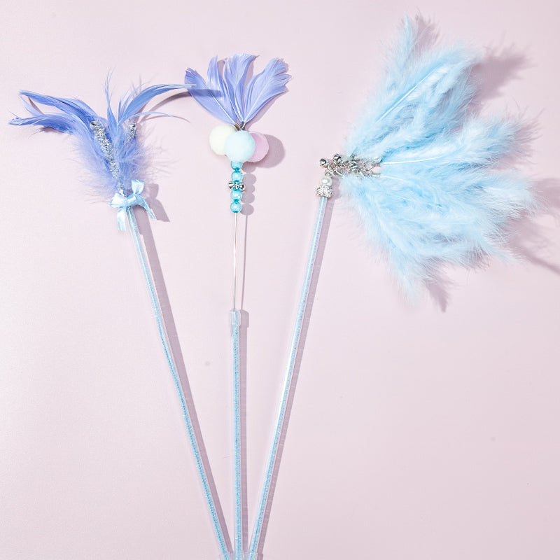 KFX-2453693 Bite Resistant Cat Toy with Bell and Feather - Multiple Color Sets Available