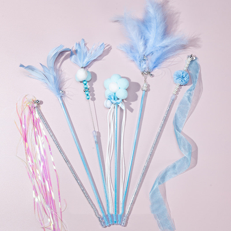 KFX-2453693 Bite Resistant Cat Toy with Bell and Feather - Multiple Color Sets Available