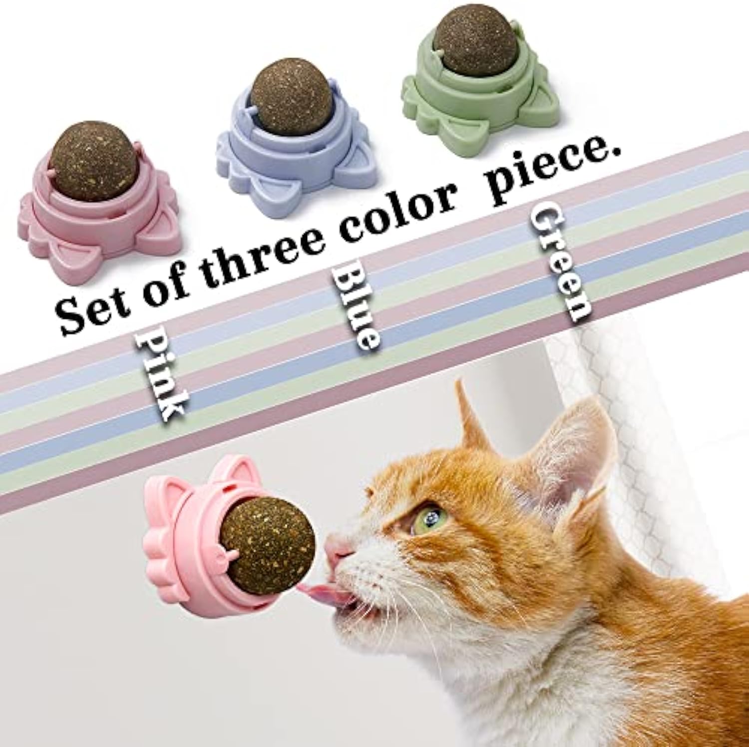 KFX-2454333 Wall-Mounted Catnip Balls for Cats - Natural Dental Chew Toys with Healthy Benefits