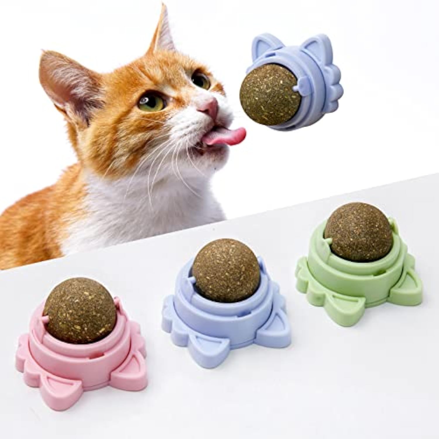 KFX-2454333 Wall-Mounted Catnip Balls for Cats - Natural Dental Chew Toys with Healthy Benefits