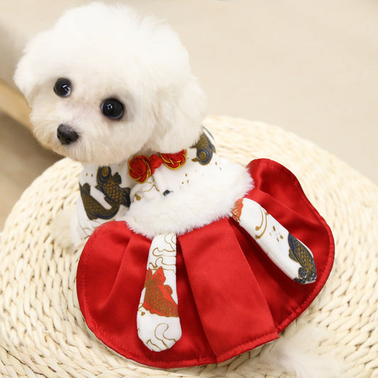 KFX-2455229 New Year's Red Koi Fish Skirt for Pets - Stylish & Comfortable Dog and Cat Clothing