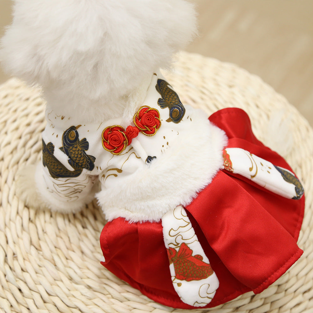 KFX-2455229 New Year's Red Koi Fish Skirt for Pets - Stylish & Comfortable Dog and Cat Clothing