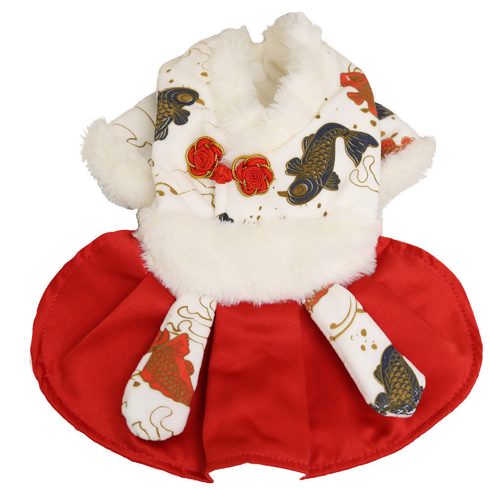 KFX-2455229 New Year's Red Koi Fish Skirt for Pets - Stylish & Comfortable Dog and Cat Clothing