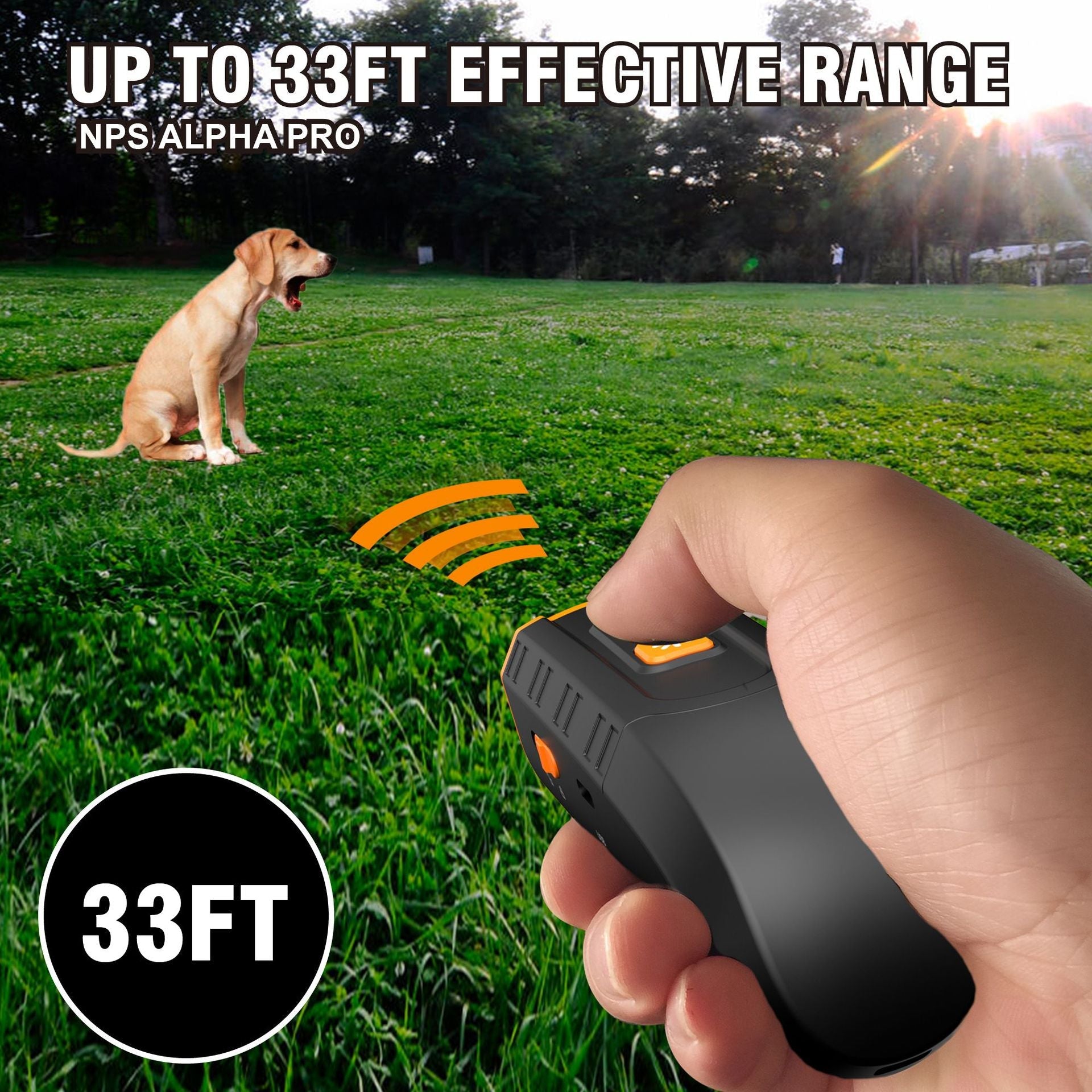 KFX-2457661 Handheld Ultrasonic Dog Trainer - V6 Orange, High-Power Bark Control Device
