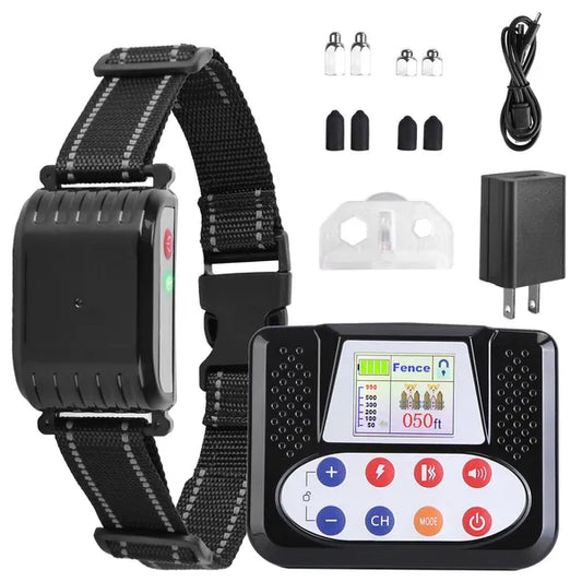 KFX-2458301 Wireless Dog Training Collar with Remote Fence System, Waterproof Receiver, 4 Channels, Beep/Vibration/Shock Modes, Rechargeable