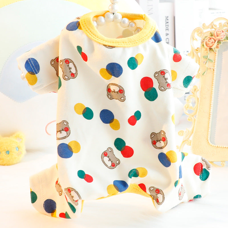 KFX-2459453 Light Brown & Milky White Casual Cotton Home Wear for Small Dogs - Sizes S to XXL