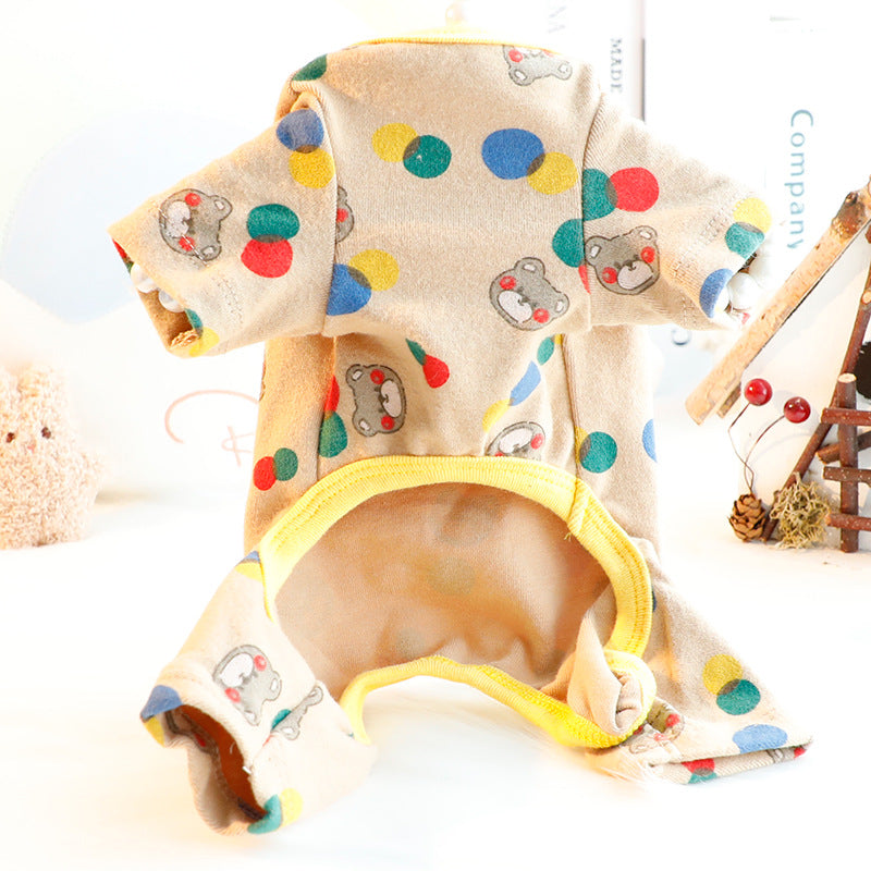 KFX-2459453 Light Brown & Milky White Casual Cotton Home Wear for Small Dogs - Sizes S to XXL