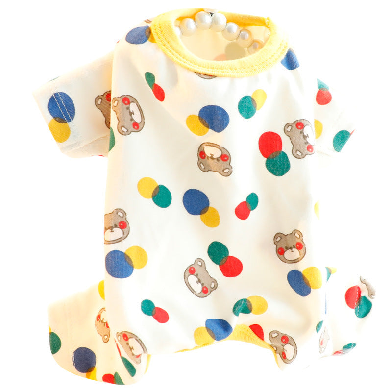 KFX-2459453 Light Brown & Milky White Casual Cotton Home Wear for Small Dogs - Sizes S to XXL