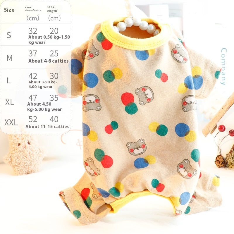 KFX-2459453 Light Brown & Milky White Casual Cotton Home Wear for Small Dogs - Sizes S to XXL