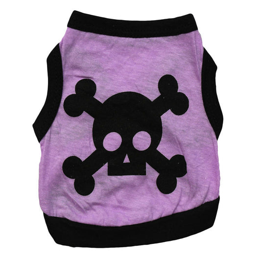 KFX-2460989 Light Purple Skull Print Cotton Vest for Dogs - Spring & Summer Fashion