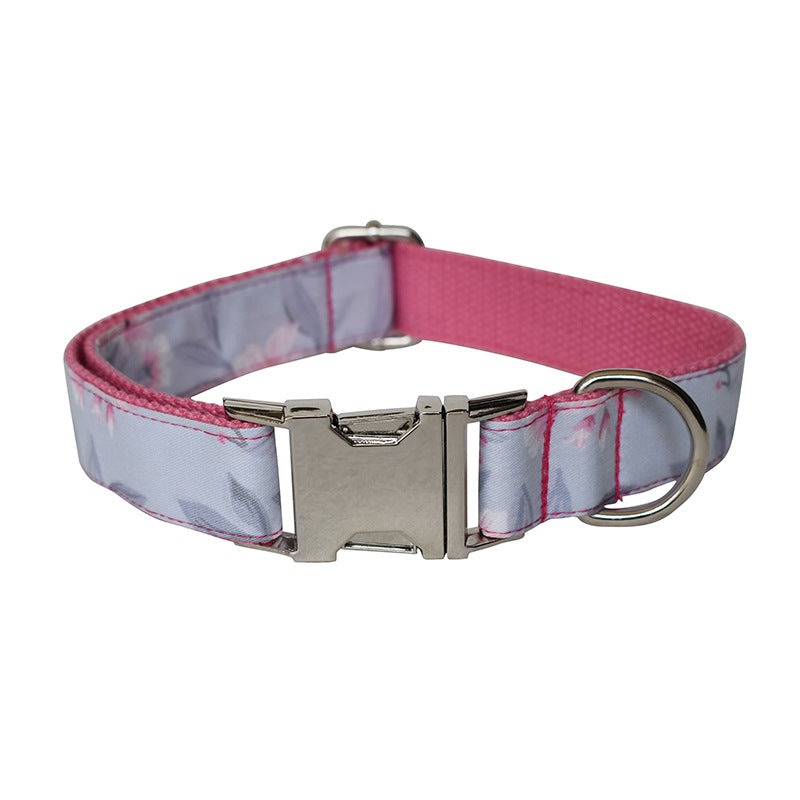 KFX-2462397 Stylish Ink Painting Print Dog Collar and Leash Set with Bow