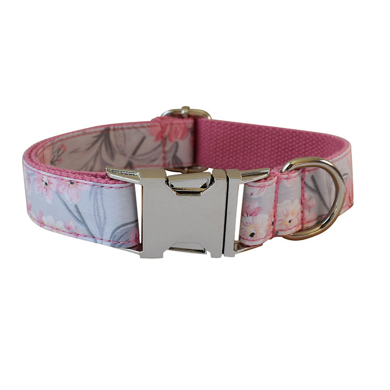 KFX-2462397 Stylish Ink Painting Print Dog Collar and Leash Set with Bow
