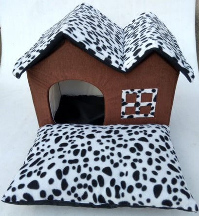 KFX-2462653 Winter Pet Kennel Double Roof Dog House – Durable Cloth with Spacious Design (55x40x42 cm)