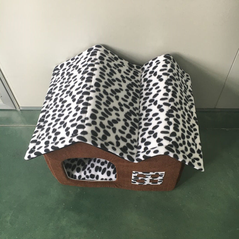 KFX-2462653 Winter Pet Kennel Double Roof Dog House – Durable Cloth with Spacious Design (55x40x42 cm)