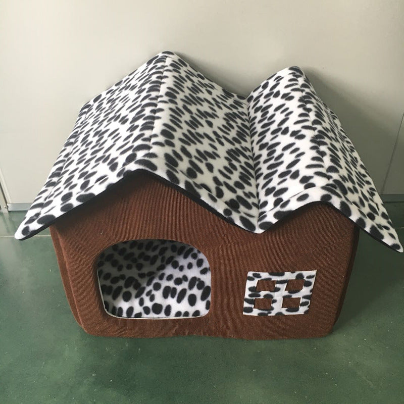 KFX-2462653 Winter Pet Kennel Double Roof Dog House – Durable Cloth with Spacious Design (55x40x42 cm)