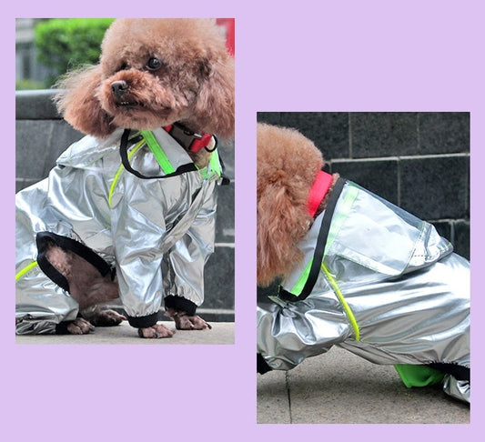 KFX-2463165 Waterproof Full-Cover Pet Raincoat with Hoodie for Small to Large Dogs