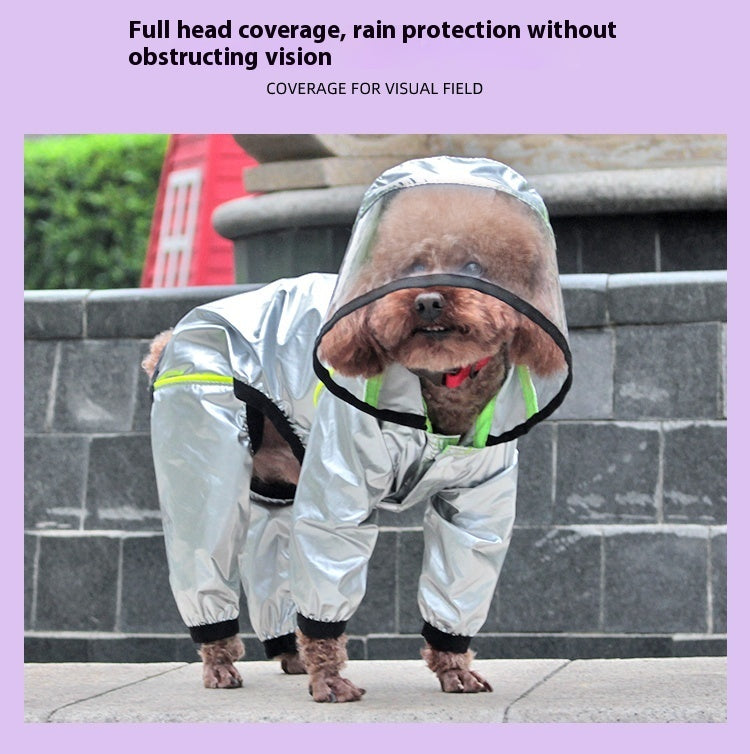 KFX-2463165 Waterproof Full-Cover Pet Raincoat with Hoodie for Small to Large Dogs