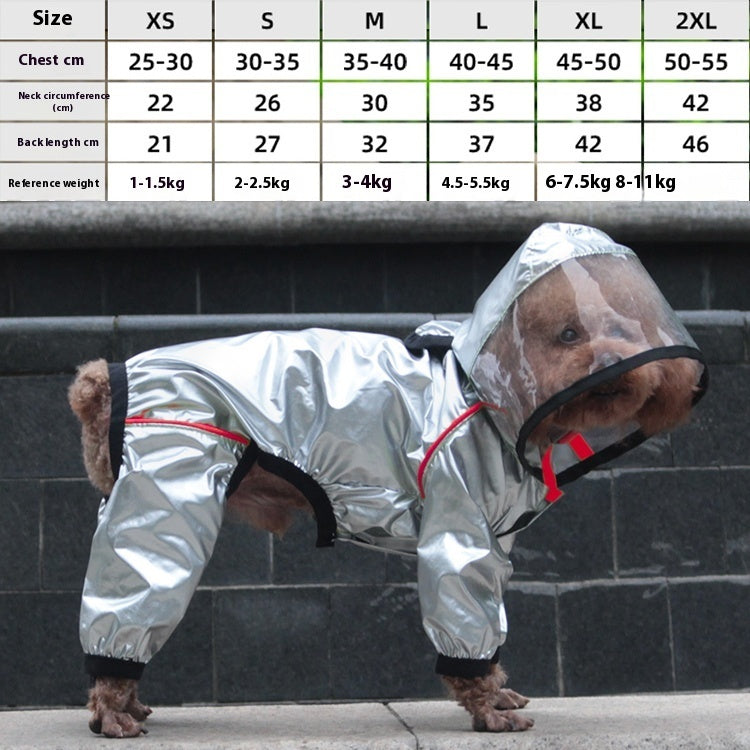 KFX-2463165 Waterproof Full-Cover Pet Raincoat with Hoodie for Small to Large Dogs