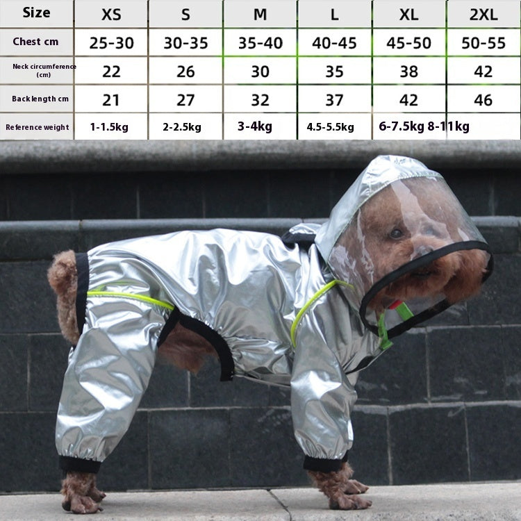 KFX-2463165 Waterproof Full-Cover Pet Raincoat with Hoodie for Small to Large Dogs