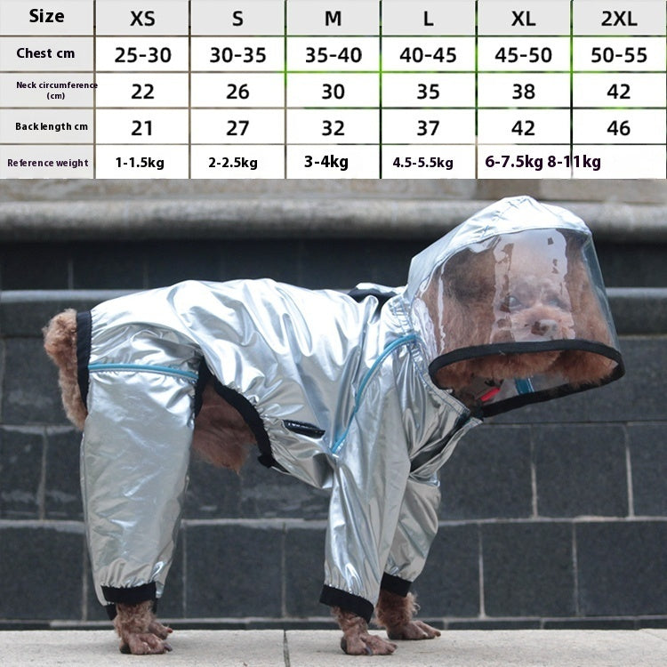 KFX-2463165 Waterproof Full-Cover Pet Raincoat with Hoodie for Small to Large Dogs