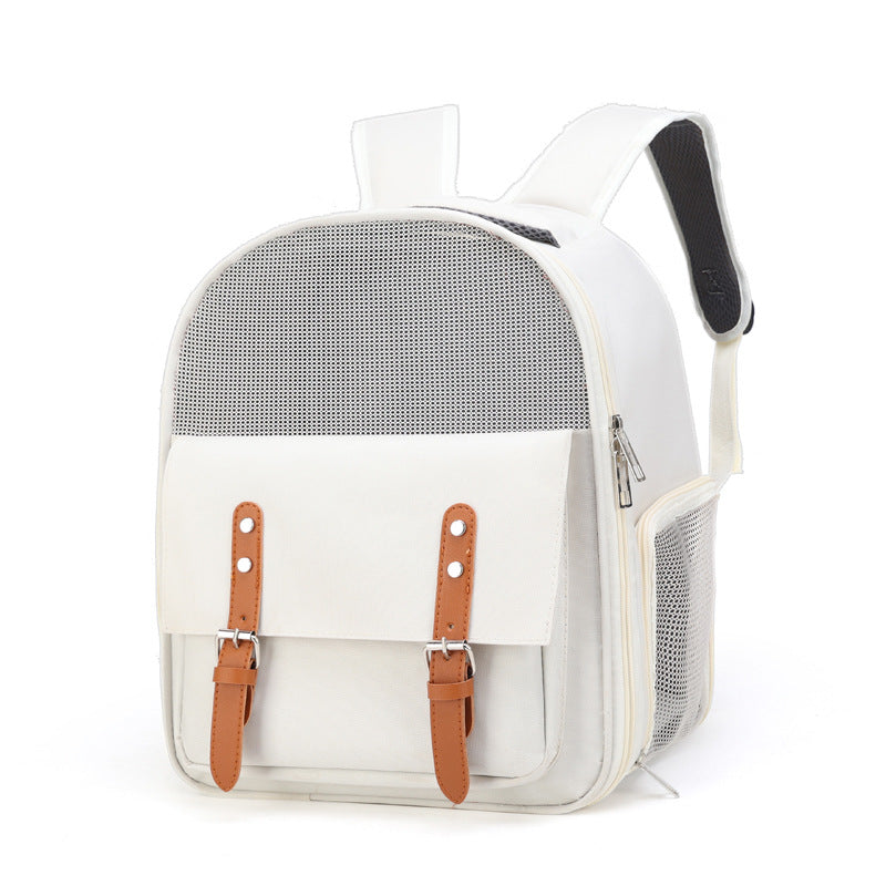 KFX-2464829 Portable Outdoor Pet Backpack with Breathable Design - 45L Capacity in Blue, Beige, Green