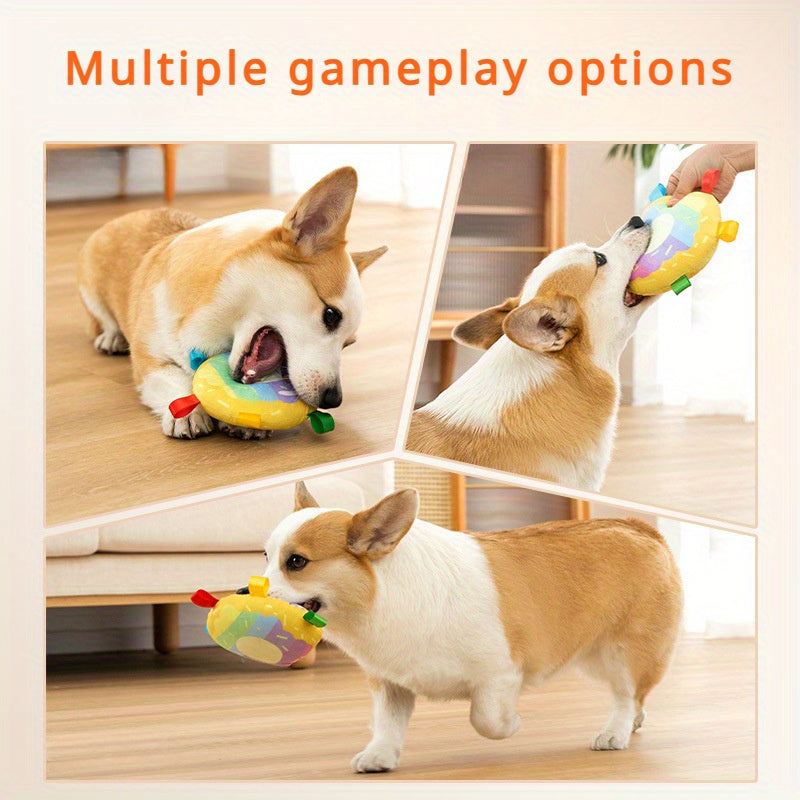 KFX-2465853 Durable Plush Flying Disc Toy for Dogs - Bite-Resistant Outdoor Fun and Dental Health Support