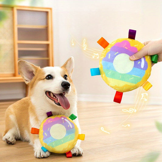 KFX-2465853 Durable Plush Flying Disc Toy for Dogs - Bite-Resistant Outdoor Fun and Dental Health Support