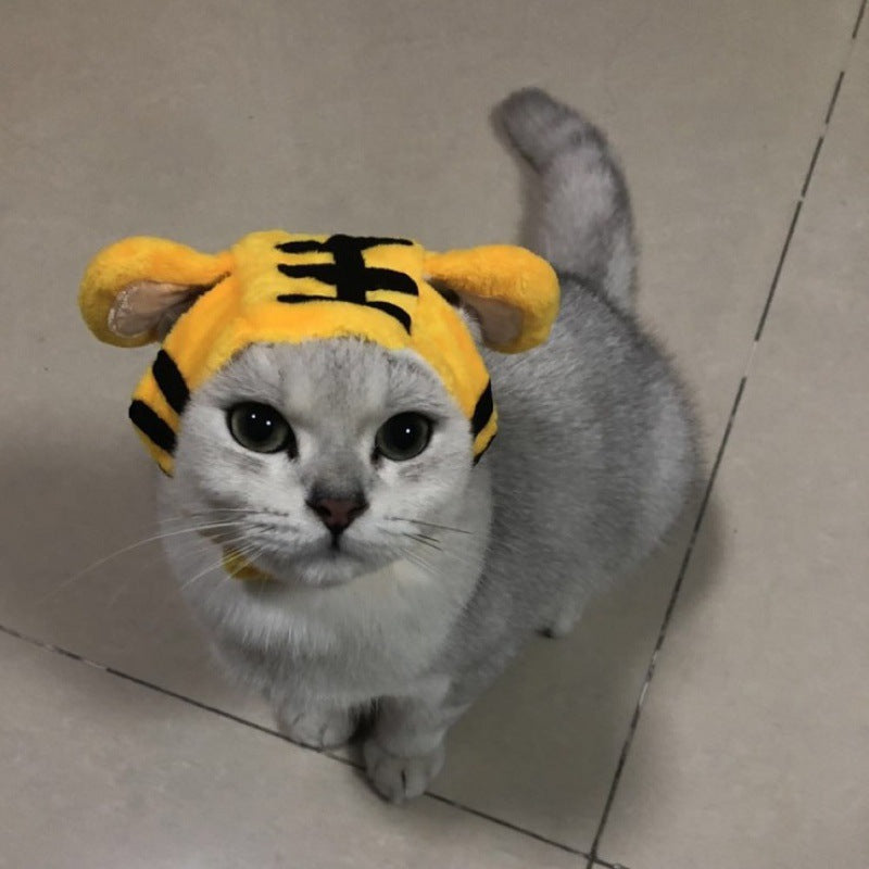 KFX-2465981 Cute Cat Headgear with Ear Holes – Warm Soft Decorative Hat for Kittens and Adult Cats