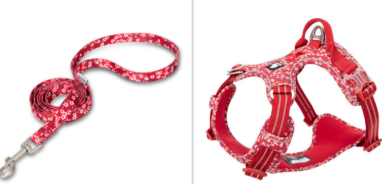 KFX-2467645 Floral Dog Chest Strap with Reflective Nylon and Aluminum Buckle